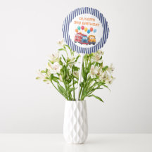 Blue Striped Truck Birthday Theme Balloon