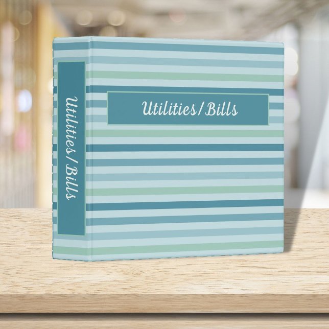 Blue Striped Utilities and Bills Organizer Binder (Creator Uploaded)