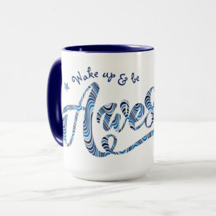 Blue Striped  "Wake up & be Awesome" Motivational Mug