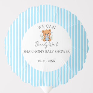 Blue Striped we can bearly wait baby shower Balloon