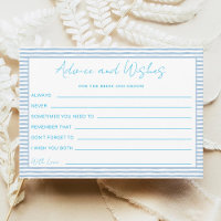 Blue Striped Wedding Advice Wishes Bride Groom