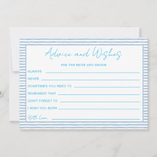 Blue Striped Wedding Advice Wishes Bride Groom Holiday Card