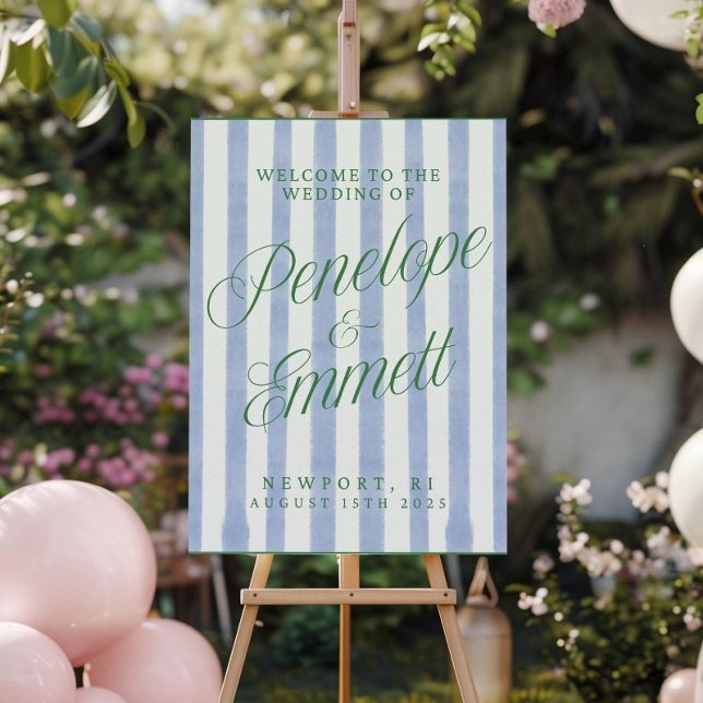 Blue Striped Wedding Welcome Sign (Creator Uploaded)