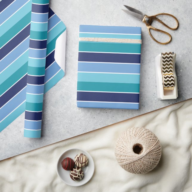 Blue Striped Wrapping Paper (Crafts)