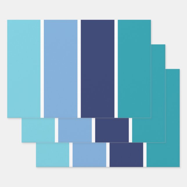 Blue Striped Wrapping Paper Sheets (Set)