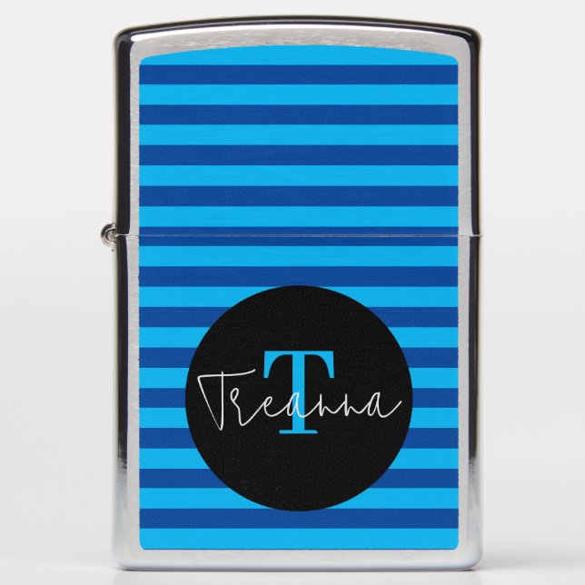 Blue Striped Zippo Lighter (Front)