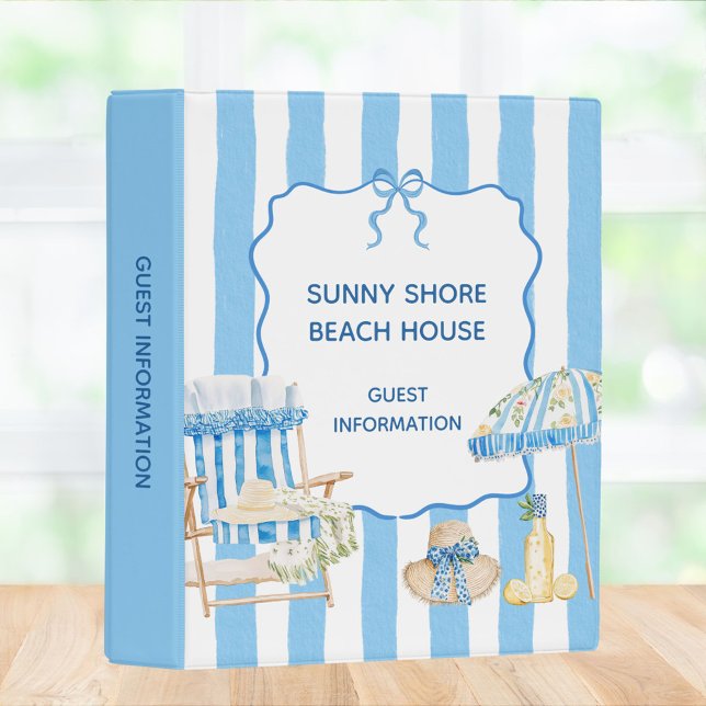 Blue Stripes Amalfi Beach House Guest Information Mini Binder (In situ)