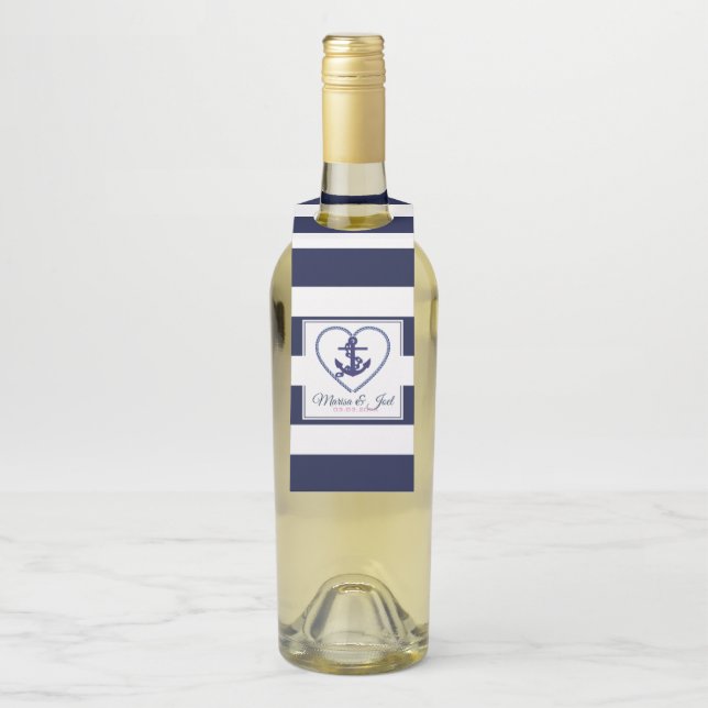 Blue Stripes & Anchor Bottle Hanger Tag (On Bottle)