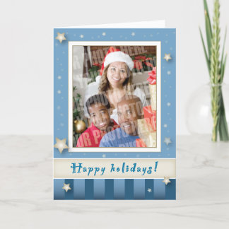 Blue stripes and stars holiday card