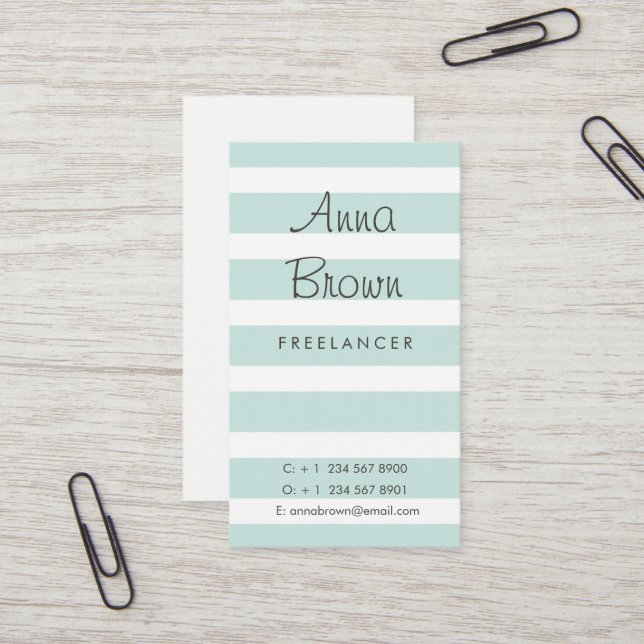 Blue Stripes and Wreath Business Card (Front/Back In Situ)