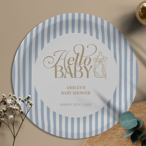 Blue Stripes Arch Vintage Boy Baby Shower