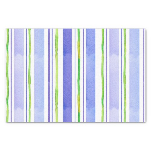 Blue Stripes Avocado Green Watercolor Design Tissue Paper