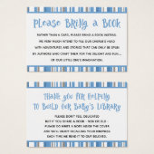 Blue Stripes Baby Boy Shower Book Request Card (Front & Back)