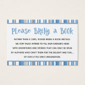 Blue Stripes Baby Boy Shower Book Request Card (Front)