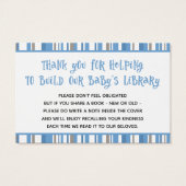Blue Stripes Baby Boy Shower Book Request Card (Back)