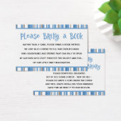 Blue Stripes Baby Boy Shower Book Request Card (Desk)