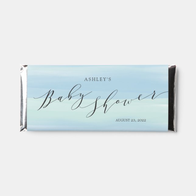 Blue Stripes Baby Shower Hershey Bar Favors (Front)