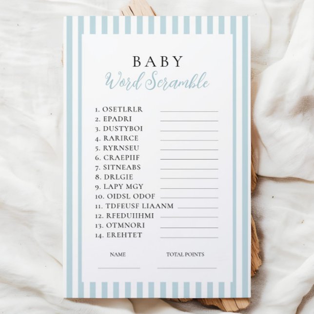 Blue Stripes Baby Shower Word Scramble (Creator Uploaded)