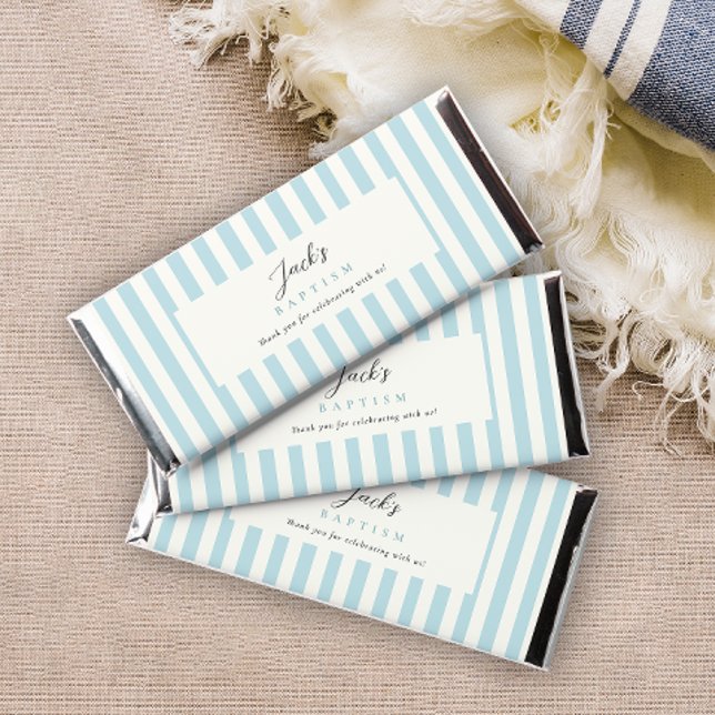 Blue Stripes Baptism  Hershey Bar Favors (Creator Uploaded)