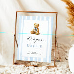 Blue Stripes Bear Baby Shower Diaper Raffle  Poster<br><div class="desc">Elegant Blue Stripes Bear Baby Shower Diaper Raffle Poster</div>