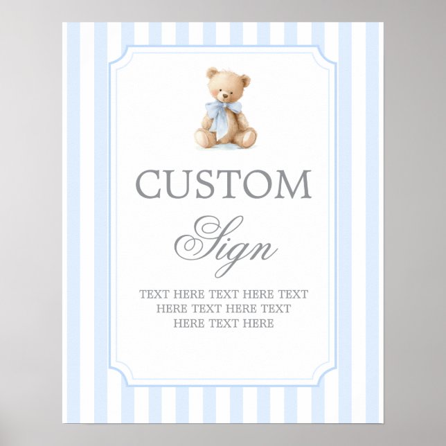Blue Stripes Bear Customized sign (Front)