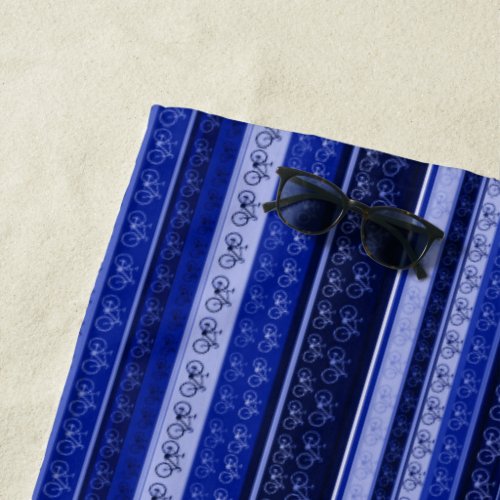 blue stripes  bikes biking beach towel