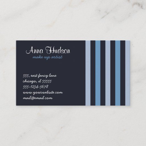 Customizable Artistic Abstract Retro Stripes Lines Blue Black Business Cards