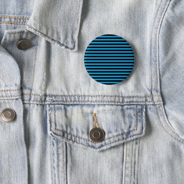 Blue Stripes, Black Stripes, Striped Pattern Button (In Situ)