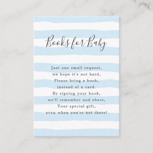 Blue Stripes Books for Baby baby shower Enclosure Card