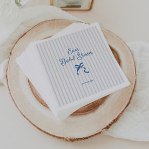 Blue Stripes Bow Bridal Shower Napkins
