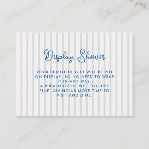 Blue Stripes Bridal Shower Display Shower Enclosure Card