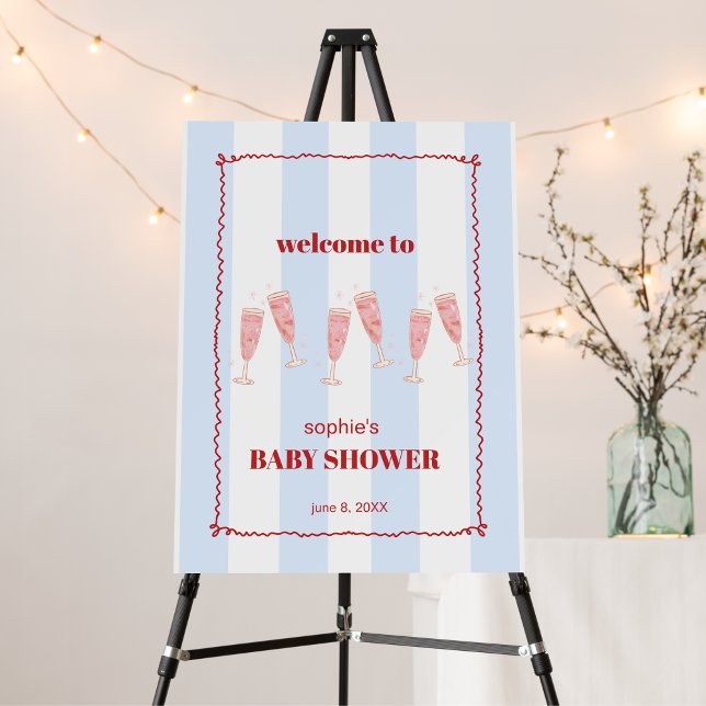 Blue Stripes Brunch & Bubbly Baby Shower Foam Board (Creator Uploaded)