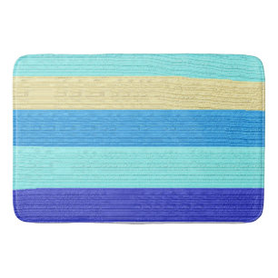 Blue Stripes Brushstrokes Bath Mat