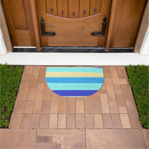 Blue Stripes Brushstrokes  Doormat
