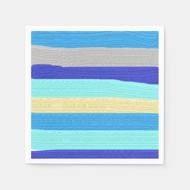 Blue Stripes Brushstrokes  Napkins (Front)