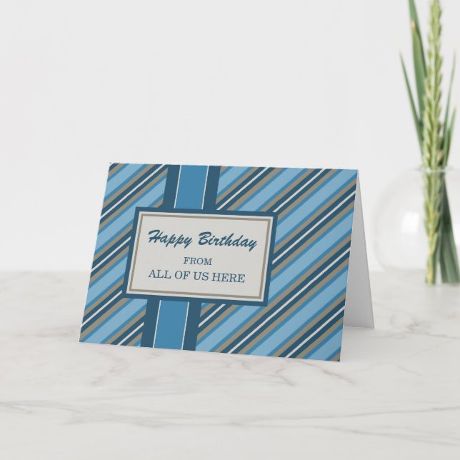 Blue Stripes Business from Group Birthday Card (Front)