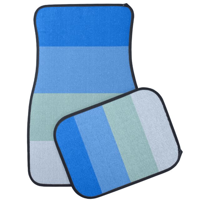 Blue Stripes Car Floor Mat (Set)