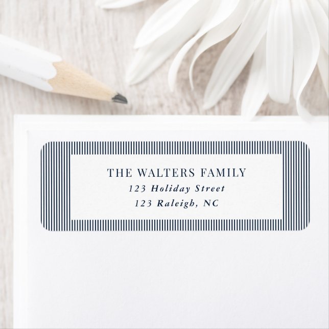 Blue Stripes Christmas Pattern  Return Address Label (Insitu)