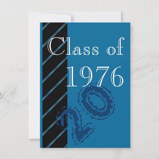 Blue stripes Class reunion party Invitation (Front)
