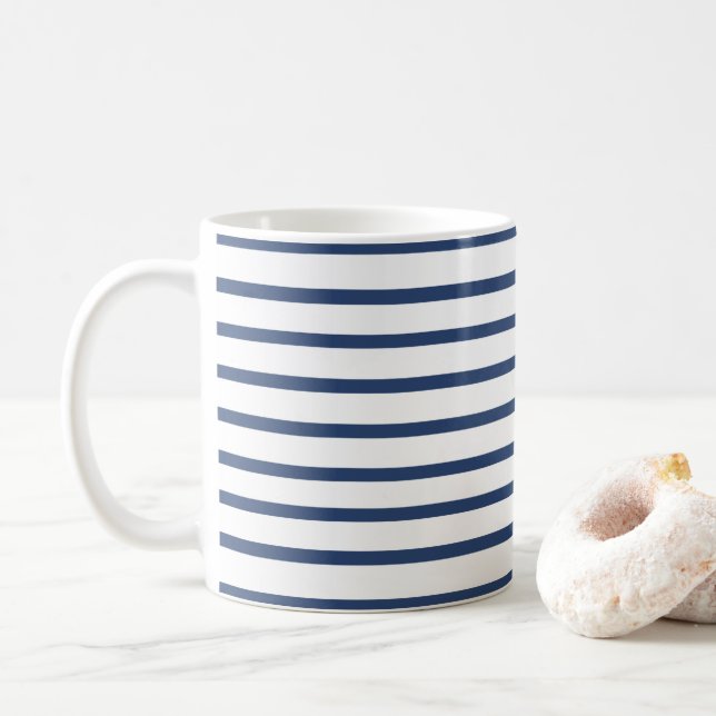 Blue Stripes Coffee Mug (With Donut)