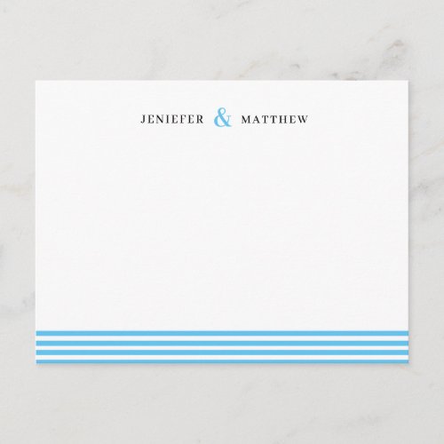 Blue Stripes Couples Personalized Statione Postcard