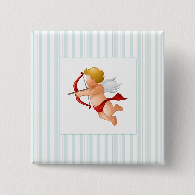 Blue Stripes - Cupid with Arrow Pinback Button (Front)