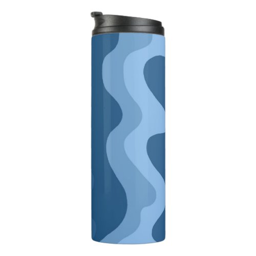 Blue Stripes Curved Waves Lines Pattern Colorful Thermal Tumbler