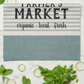 Blue Stripes Custom Farmer's Market | Farmhouse Kitchen Towel (Folded)