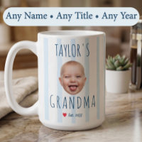 Blue Stripes Custom Photo & Name Baby Face Grandma