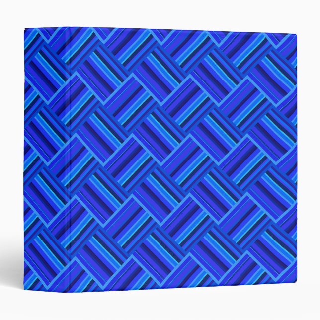 Blue stripes diagonal weave pattern 3 ring binder (Front/Spine)
