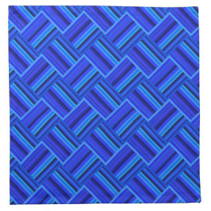 Blue stripes diagonal weave pattern cloth napkin