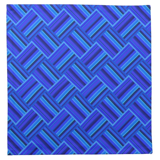Blue stripes diagonal weave pattern cloth napkin (Front)