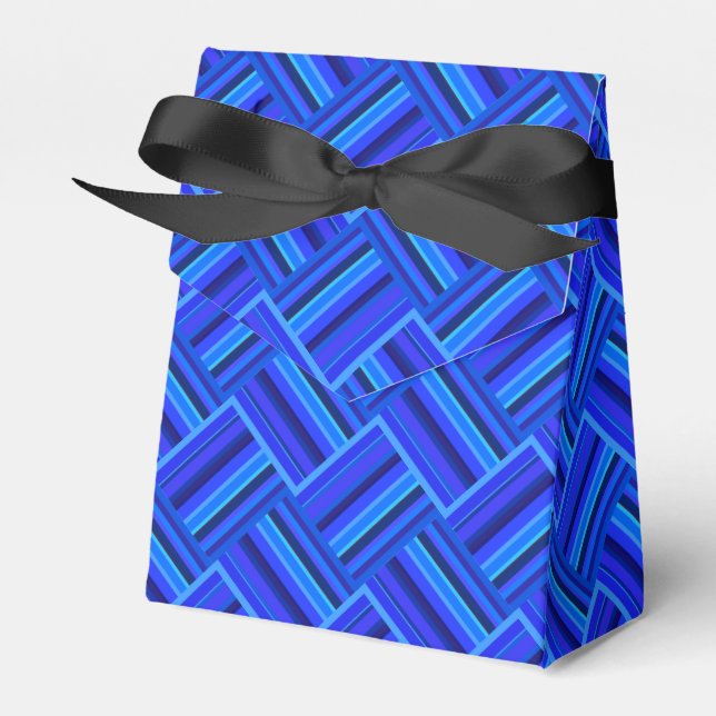 Blue stripes diagonal weave pattern favor boxes (Front Side)