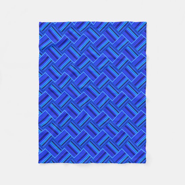 Blue stripes diagonal weave pattern fleece blanket (Front)